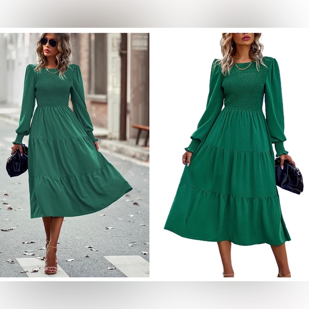 Boho Green Prairie Dress - Picture 2 of 3